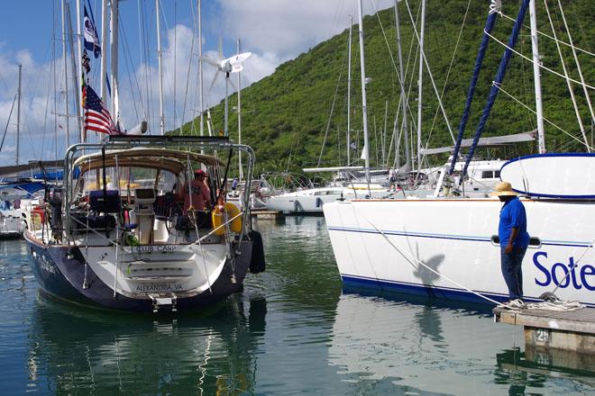 The dock hand Hugo is helping Club Carp. © World Cruising Club http://www.worldcruising.com